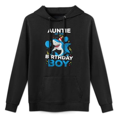 Auntie of The Birthday Boy Shark Ocean Theme Matching Family Shape Retention Hoodie