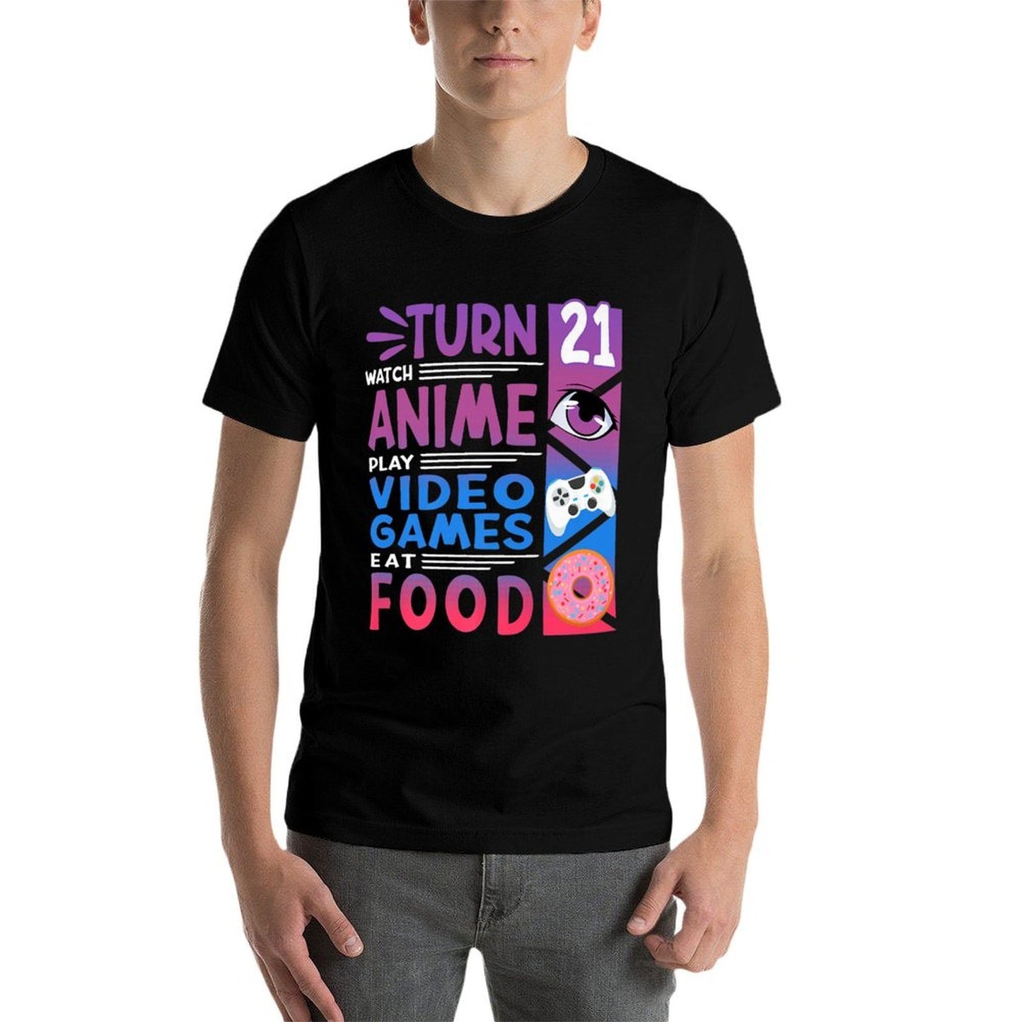 21st Birthday I Manga I Gamer I 90s Kawaii Donuts Anime Premium  Rolled Sleeves T-Shirt