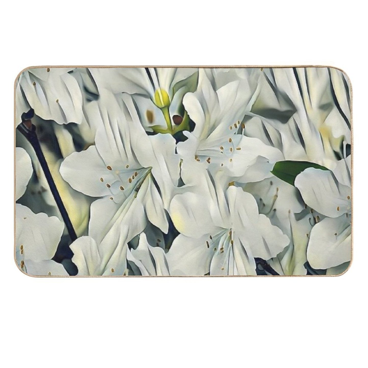 1 Elegant White Bloom Design  Minimalist Floral Art for Nature Lovers  Versatile Bath Mat