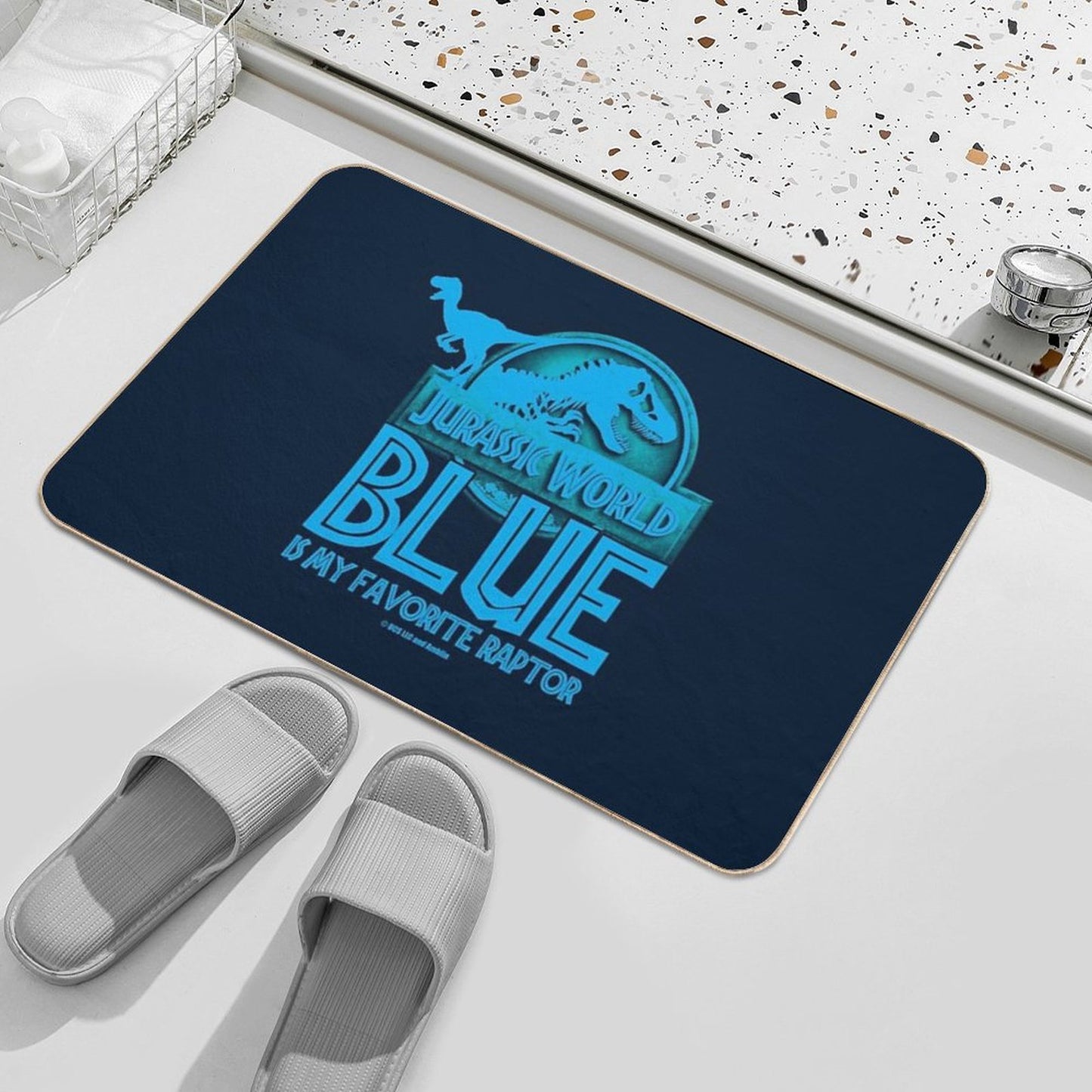 Jurassic World - Blue Is My Favorite Raptor  Long-Lasting Bath Mat