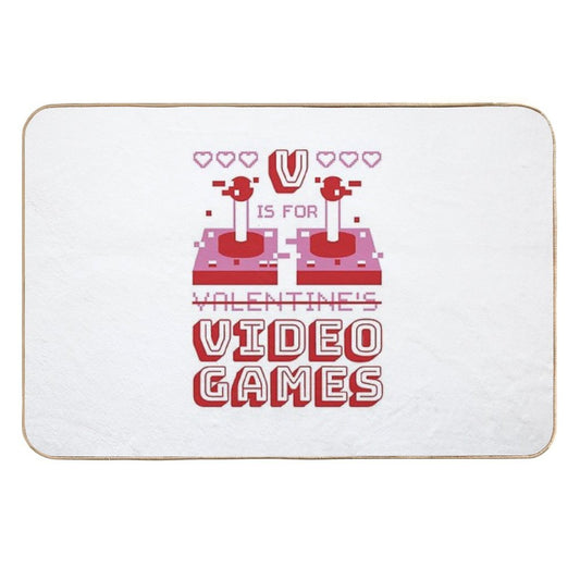 V Is For Video Games - Gaming Is My Valentine Durable Bath Mat