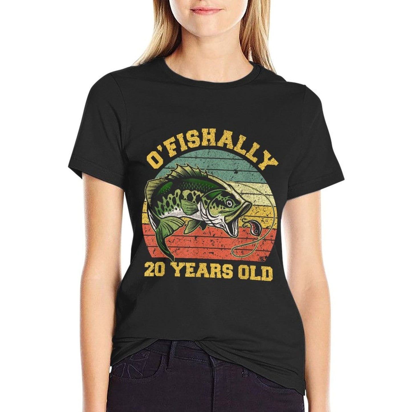 O'Fishally 20 Years Old Fishing Birthday Theme Party 20th  Graphic-printed T-Shirt