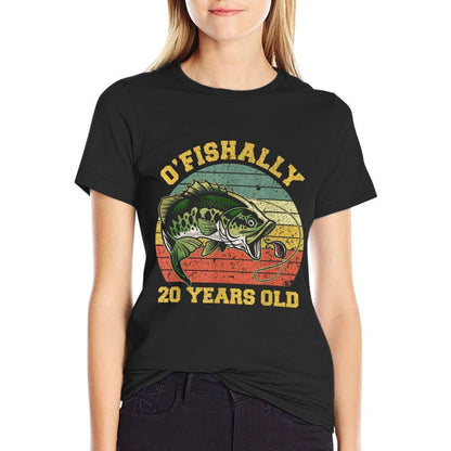 O'Fishally 20 Years Old Fishing Birthday Theme Party 20th  Graphic-printed T-Shirt
