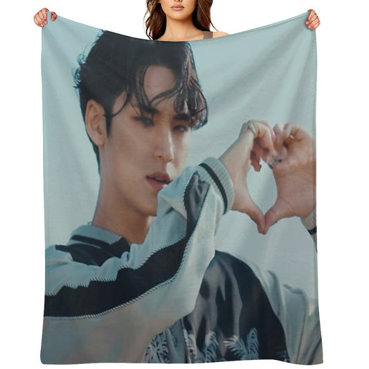 Mingyu And Heart from Hot Mv Velvety-soft Throw Blanket