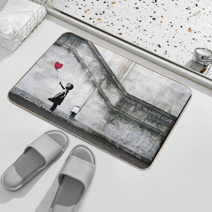 Balloon Girl - There Is Always Hope  Original Mural Banksy  Easy To Clean Bath Mat