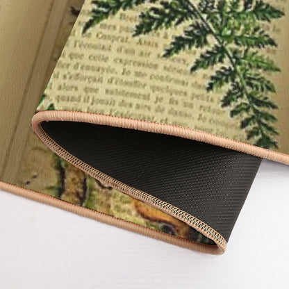Botanical Print, on Old Book Page - Fern  Easy Maintenance Bath Mat