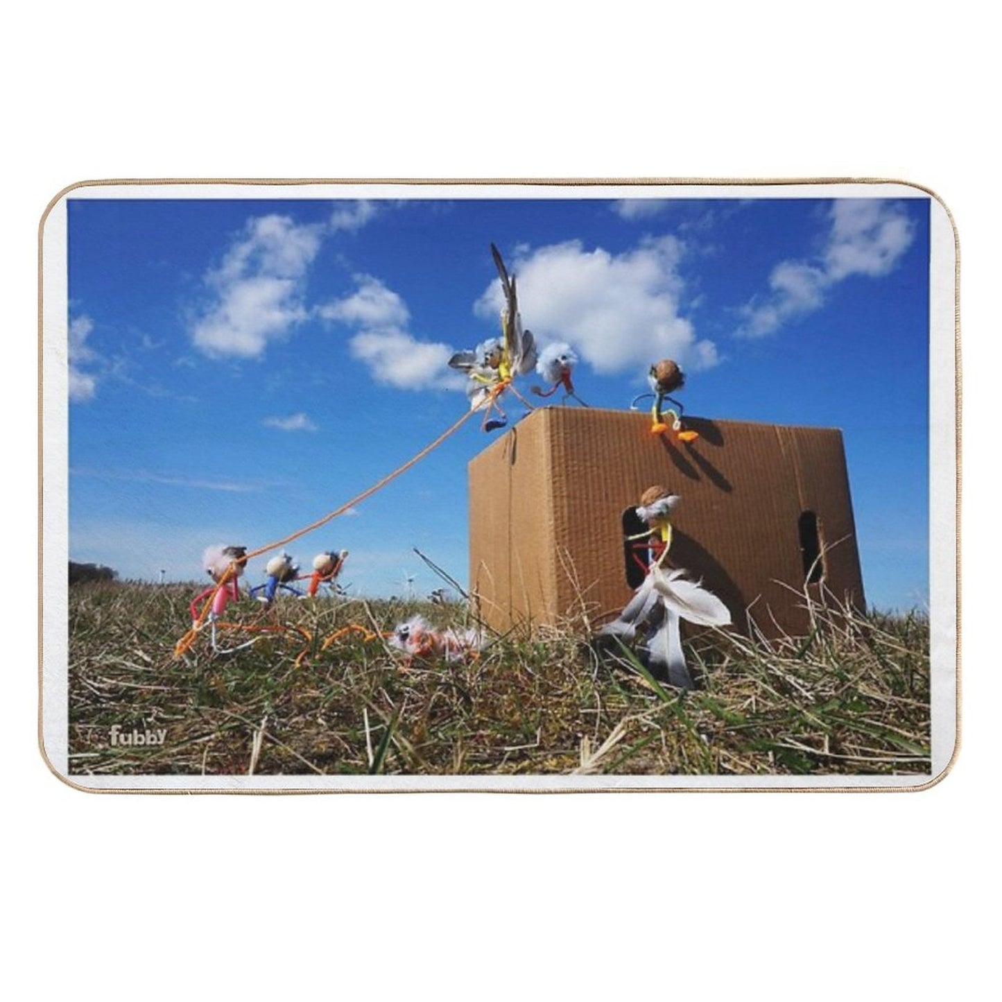 Fubby Poppetjes Playing with Feathers And Having Fly Dreams.  Odorless Bath Mat