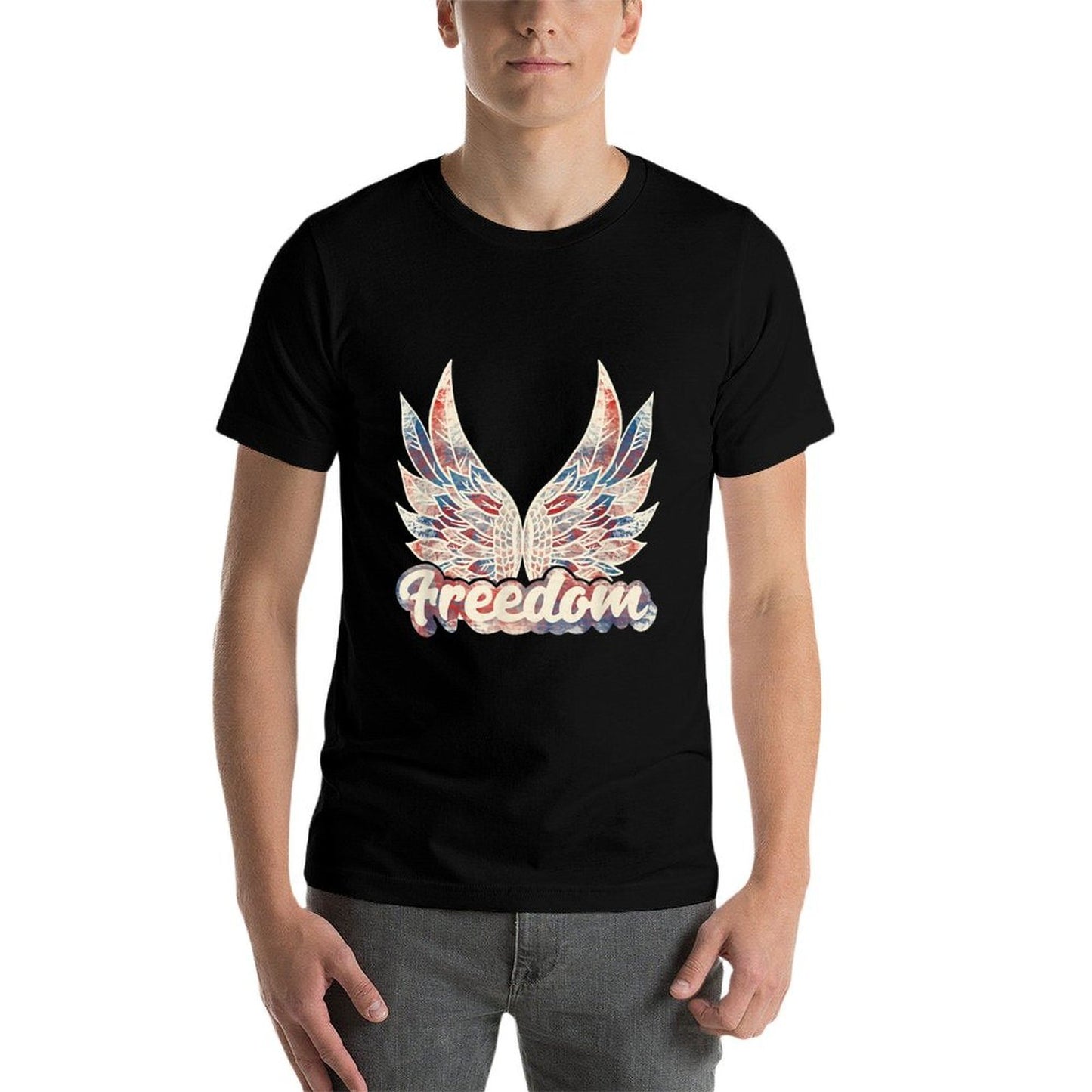 Vintage Freedom Wings 4th of July Patriotic Angel Wings USA  Vintage-inspired T-Shirt