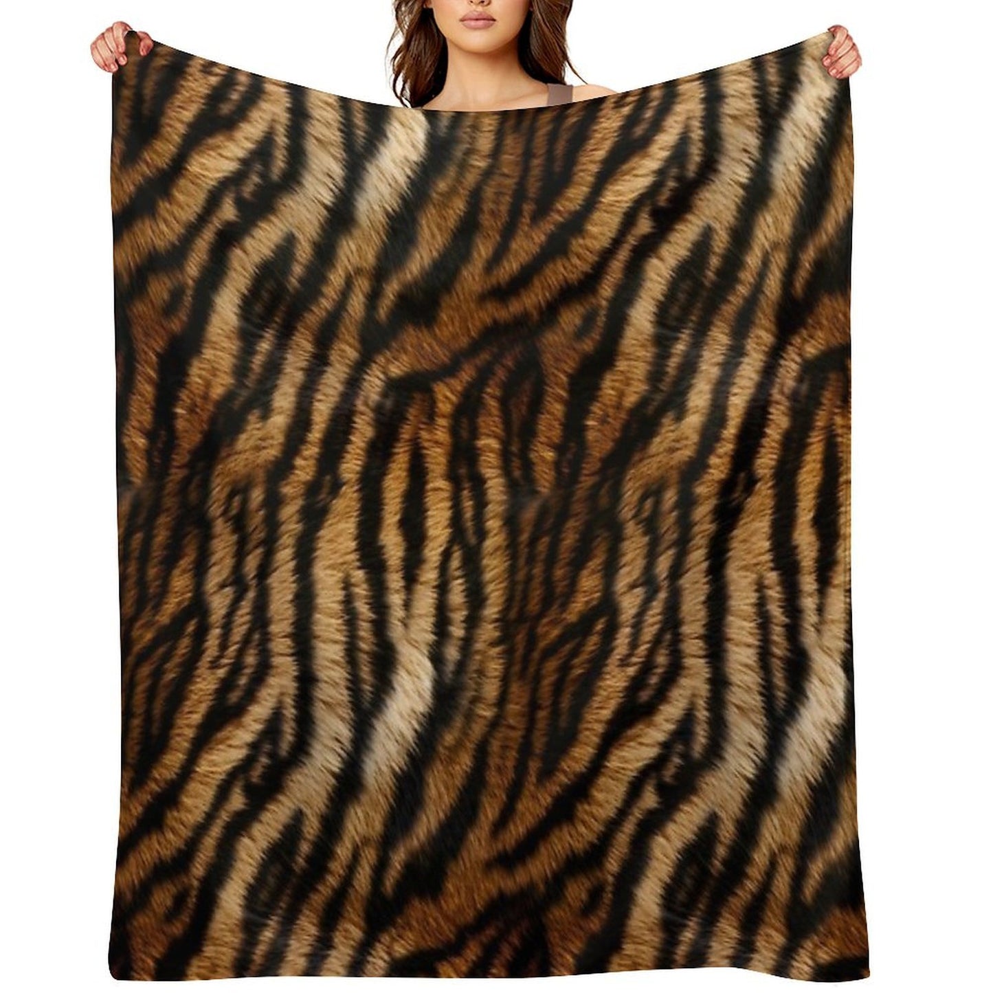 Tiger Africa Realistic Fur Print Pattern Eco-conscious Throw Blanket