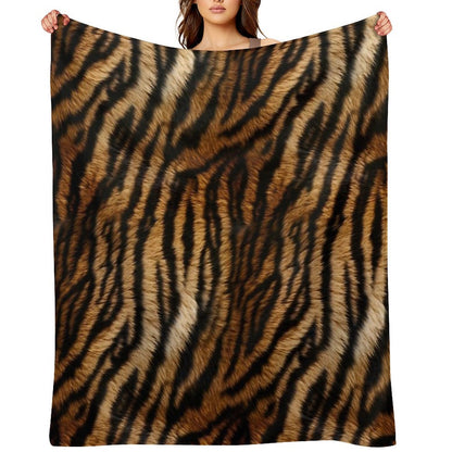 Tiger Africa Realistic Fur Print Pattern Eco-conscious Throw Blanket