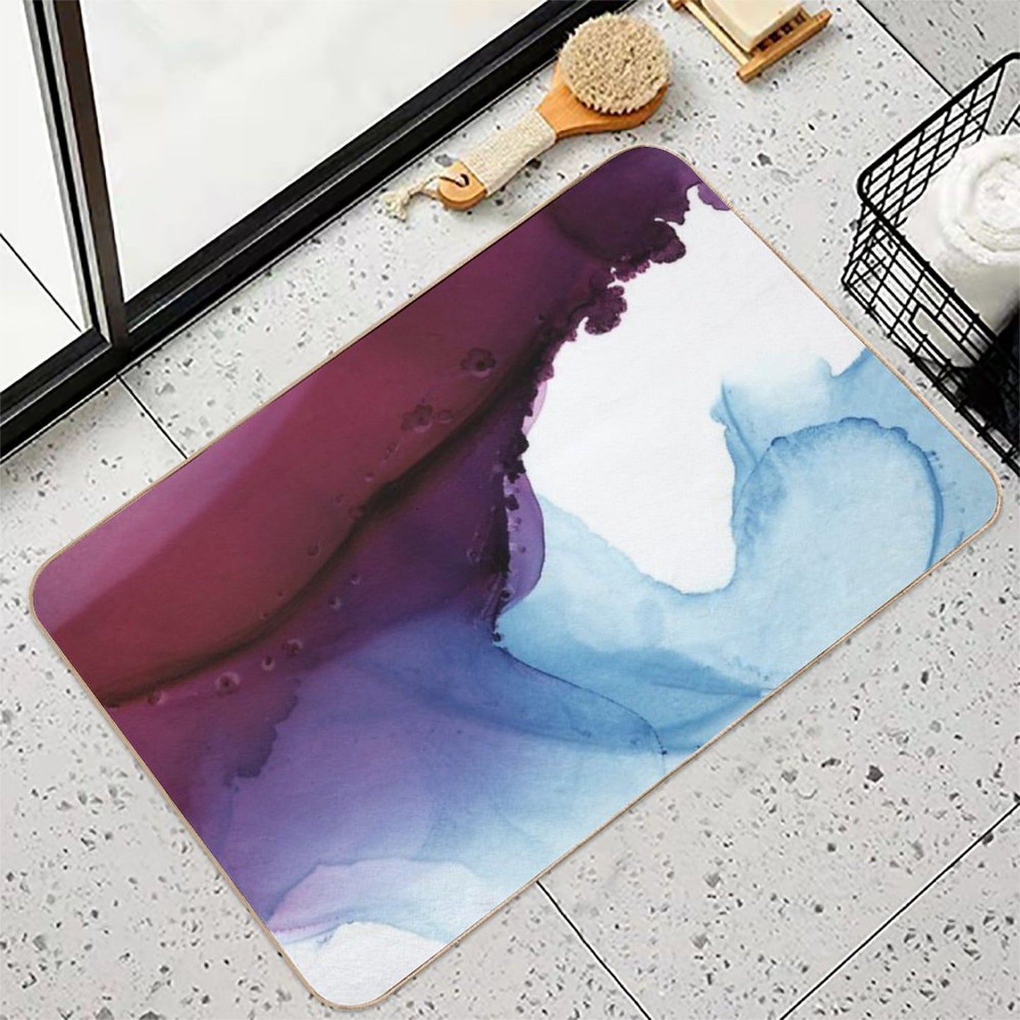 Shades of Purple, Abstract Fluid Artwork  Easy Maintenance Bath Mat