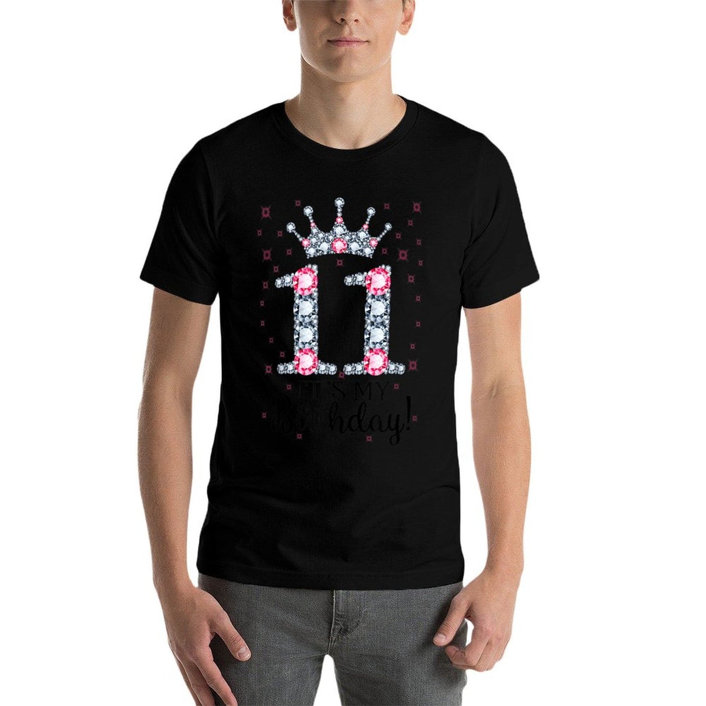 11 It's My Birthday Pink Crown Happy 11th Birthday Girl  Polyester Blend T-Shirt