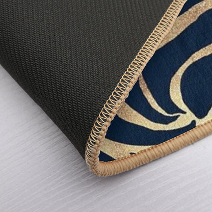 Elegant Navy Blue Gold Zebra Print  Multi-Purpose Bath Mat