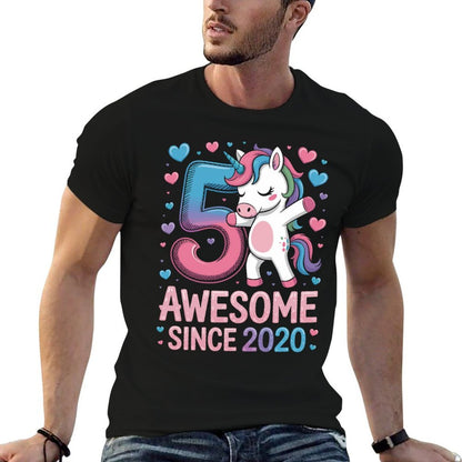 Awesome Since 2020 Dabbing Unicorn 5th Birthday Party  Affordable Price T-Shirt