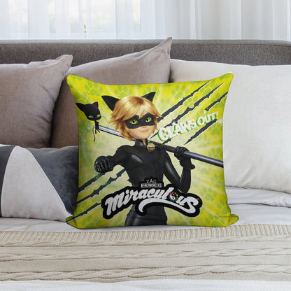 Miraculous Ladybug - Character Focus Cat Noir Claws Out Soft Skin-Friendly Throw Pillow