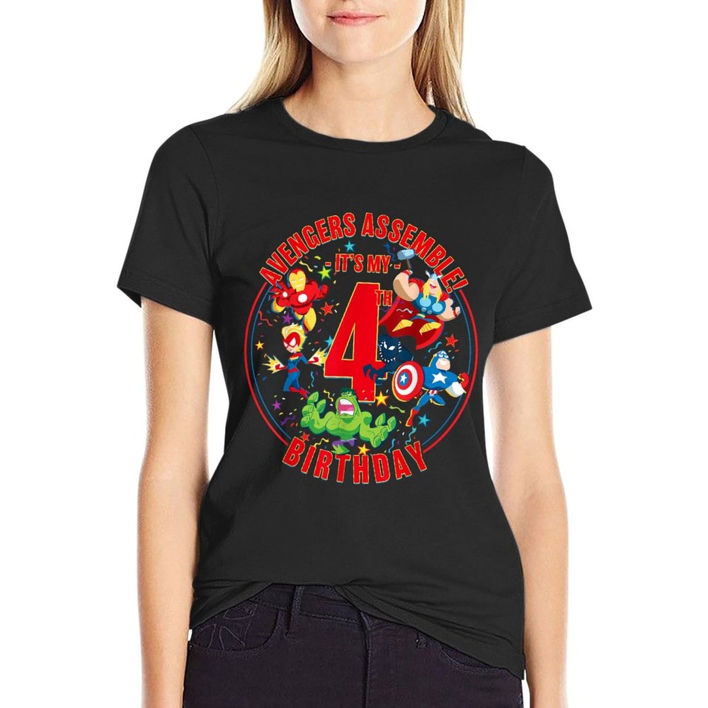 Marvel Avengers Assemble It&#39;s My 4th Birthday  Heathered Texture T-Shirt