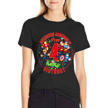 Marvel Avengers Assemble It&#39;s My 4th Birthday  Heathered Texture T-Shirt