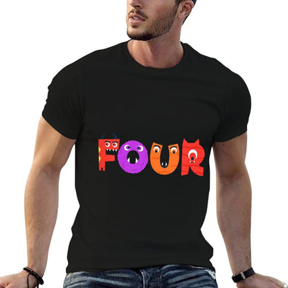 Kids Four Years Old Birthday Monster Themed Birthday Party  Summer-ready Fabric T-Shirt
