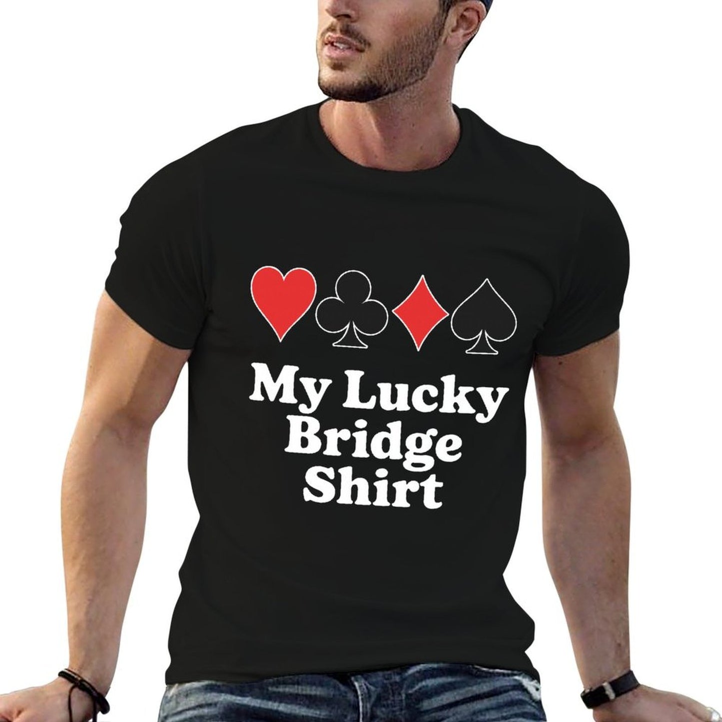 Funny Bridge Design for Men Women Card Game Bridge Player  Stretchy T-Shirt