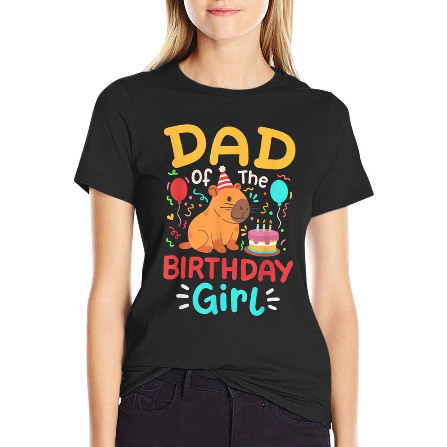 Dad Of The Birthday Girl Kids Cute Capybara Bday Family  Lightweight T-Shirt