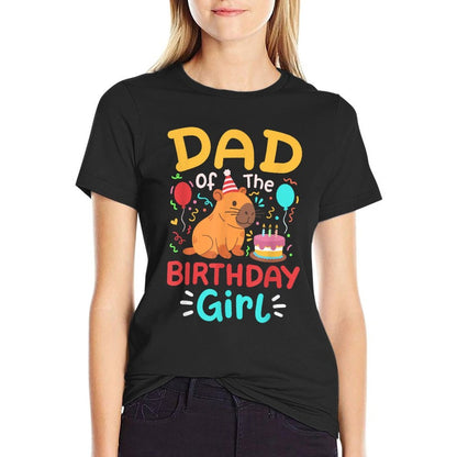 Dad Of The Birthday Girl Kids Cute Capybara Bday Family  Lightweight T-Shirt