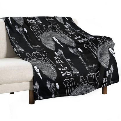 BLACK- It's All I Wear- Morticia Addams Gift-ready Throw Blanket