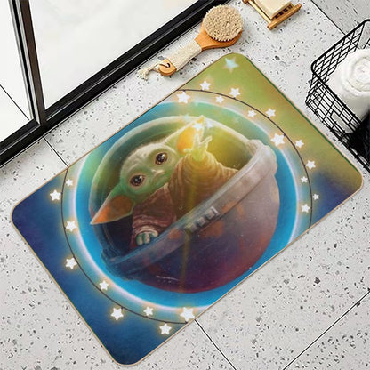 Alien Baby Reaching for Stars  Pet-Safe Bath Mat