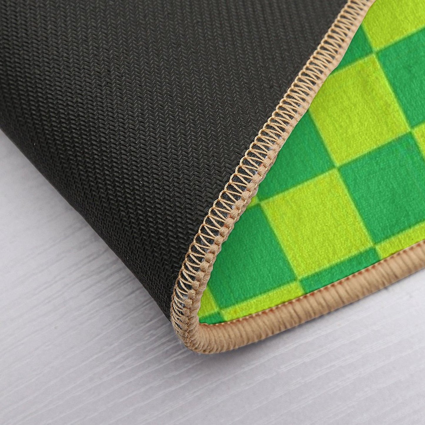 Checkered Lime Green And Green  Eco-Friendly Bath Mat