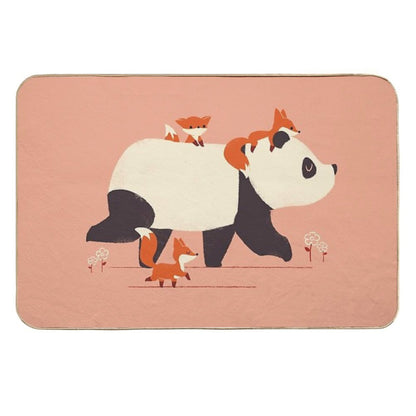 Panda And Foxes  Absorbent Bath Mat