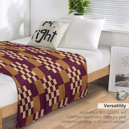 Geometric Shapes Checker Pattern 1 in Rustic  Classy Brown All-season Throw Blanket