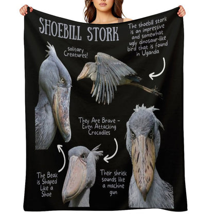 Shoebill Stork Fun Fact Versatility Throw Blanket