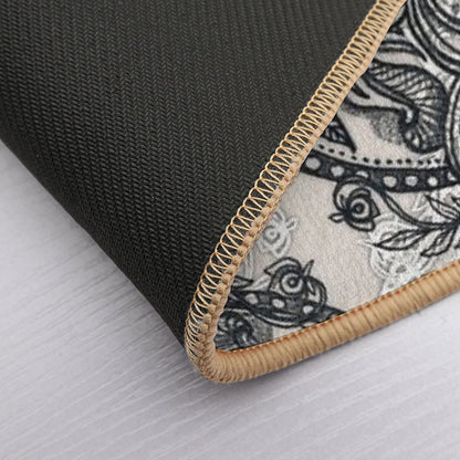 Charcoal Lace Pencil Doodle  Easy Maintenance Bath Mat