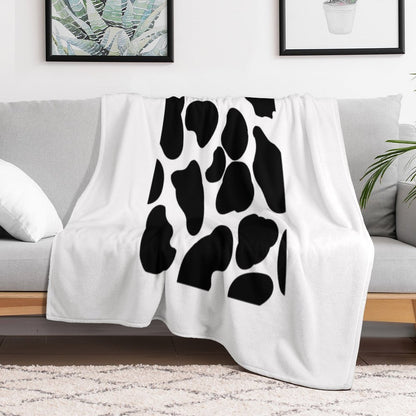 Cow Print Black And White Compact Throw Blanket