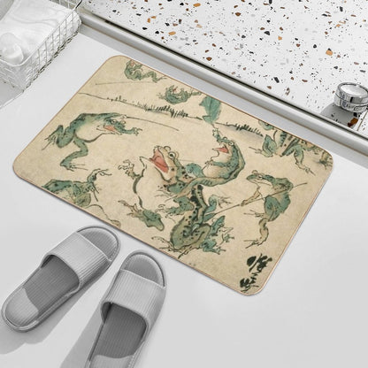 Frog Battle - Kawanabe Kyosai  Toxin-Free Bath Mat