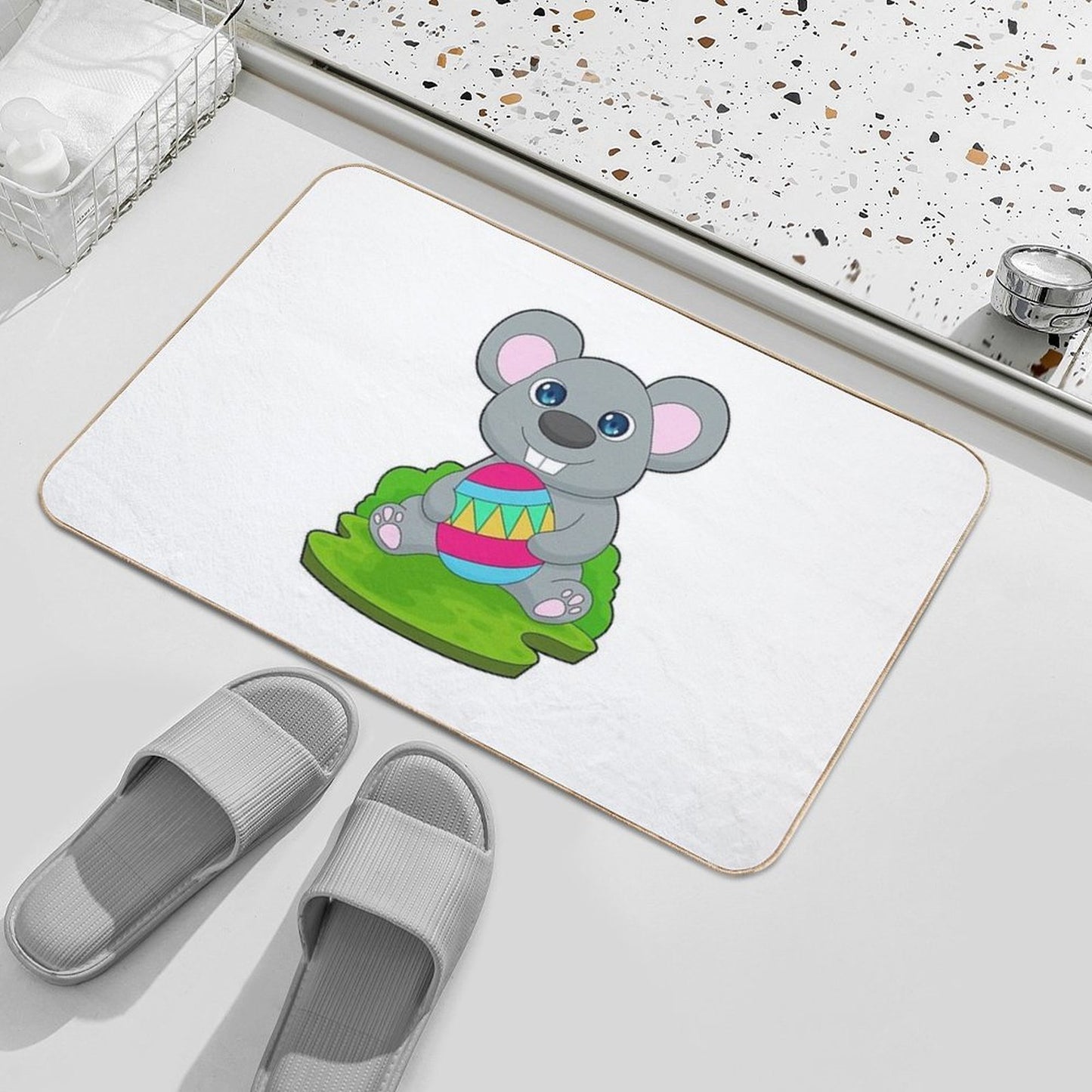 Mouse Easter Easter Egg  Rapid-Drying Bath Mat