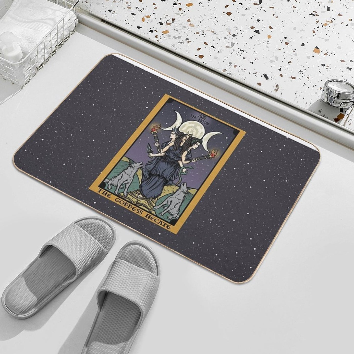 Hecate Triple Moon Goddess of Witchcraft And Magick Witch Hekate Wheel Tarot Card  Non-Slip Bath Mat