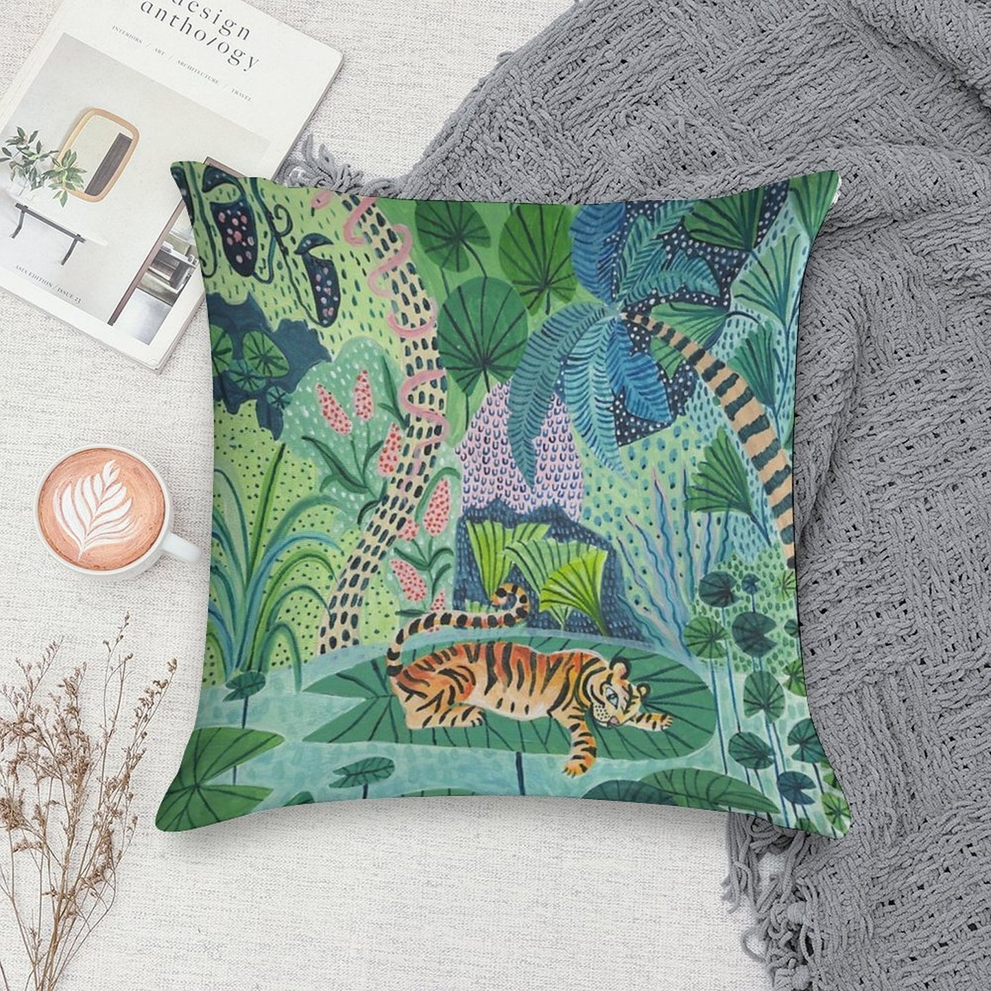 Jungle Tiger Soft High-Density Material Throw Pillow