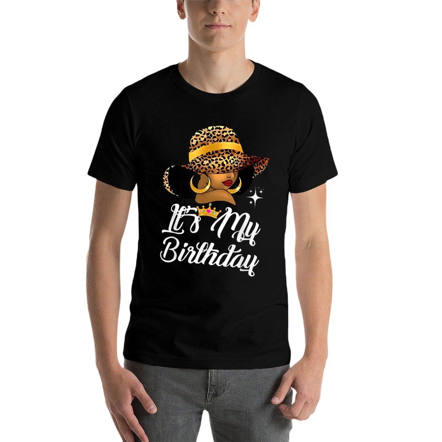 Its My Birthday Tee Women Girl Kids Cute Leopard Hat.  Slim-fit Cut T-Shirt