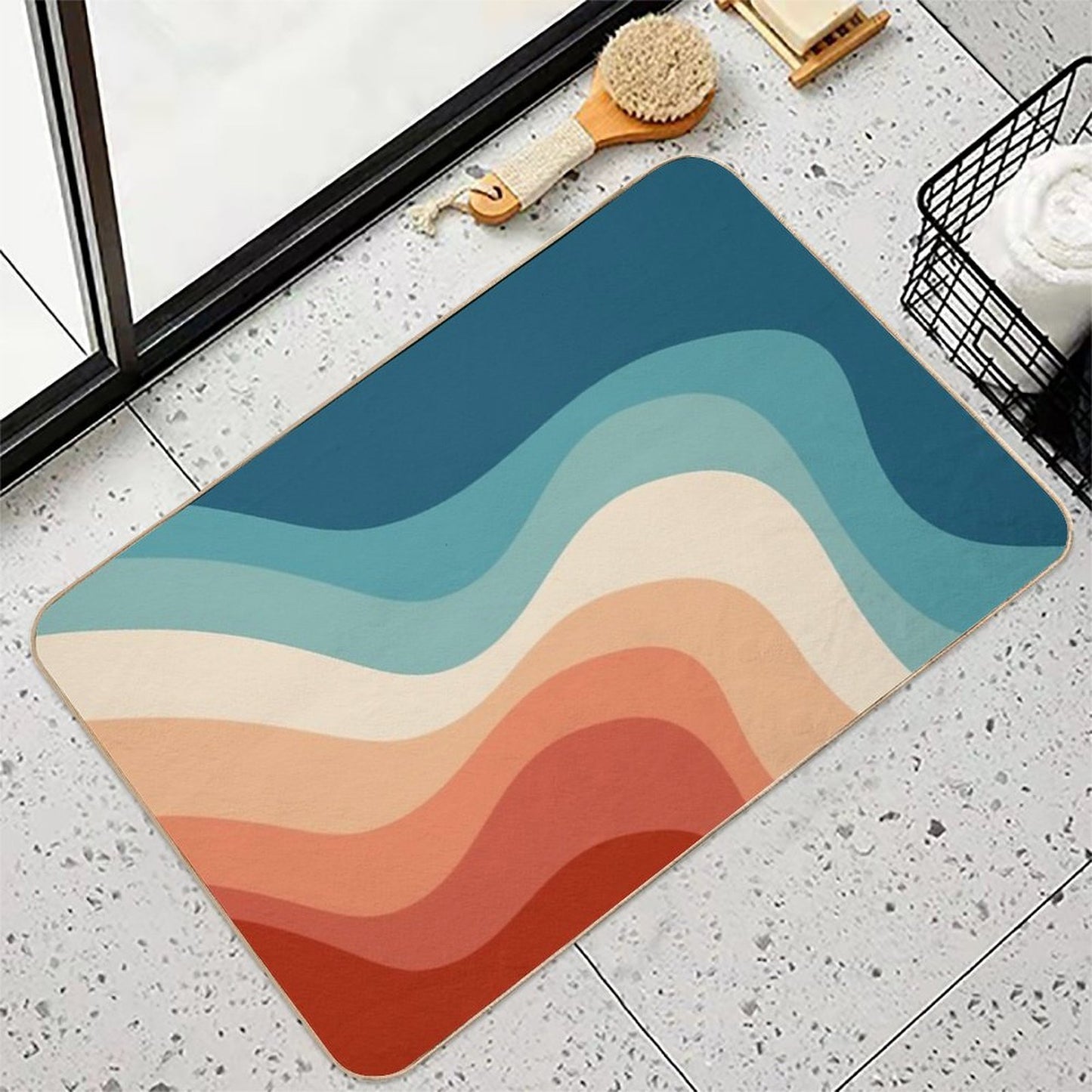 Retro Style Waves  Eco-Friendly Bath Mat