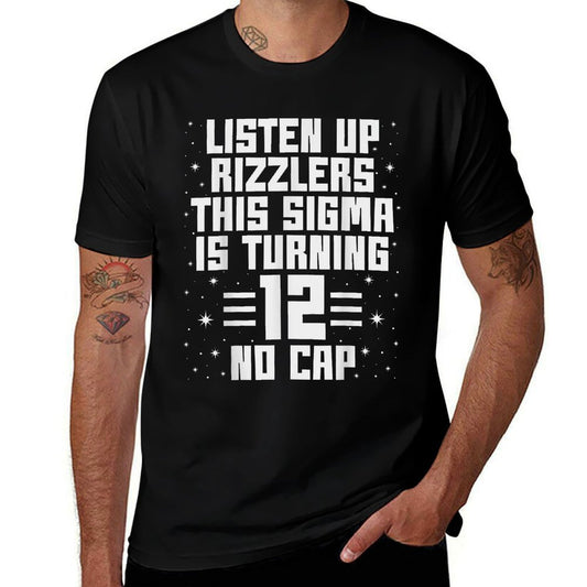 This Sigma Is Turning 12 Years Old Boys Girls 12th Birthday  Ribbed Collar T-Shirt