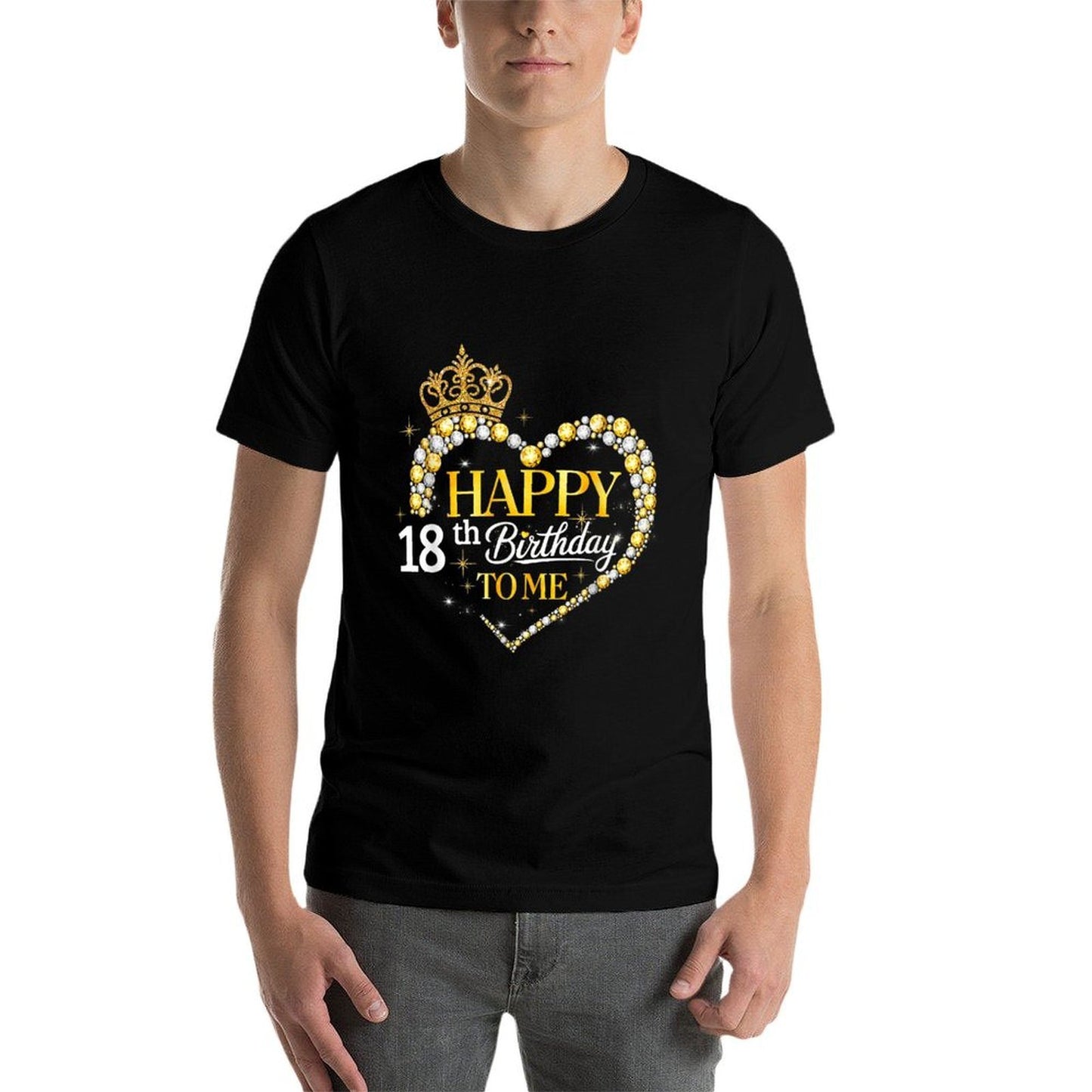 Happy 18th Birthday to Me Queen Crown Heart Afro Woman Girl Comfortable T-Shirt