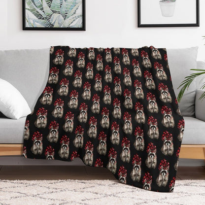 Cute Watercolor Raccoon Blowing Kisses & Hearts Sustainable Throw Blanket
