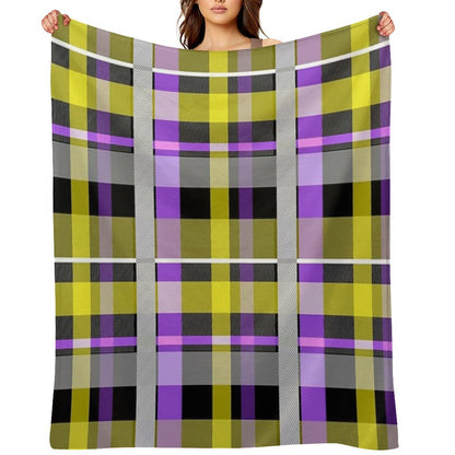 Nonbinary Flag Check Machine-washable Throw Blanket