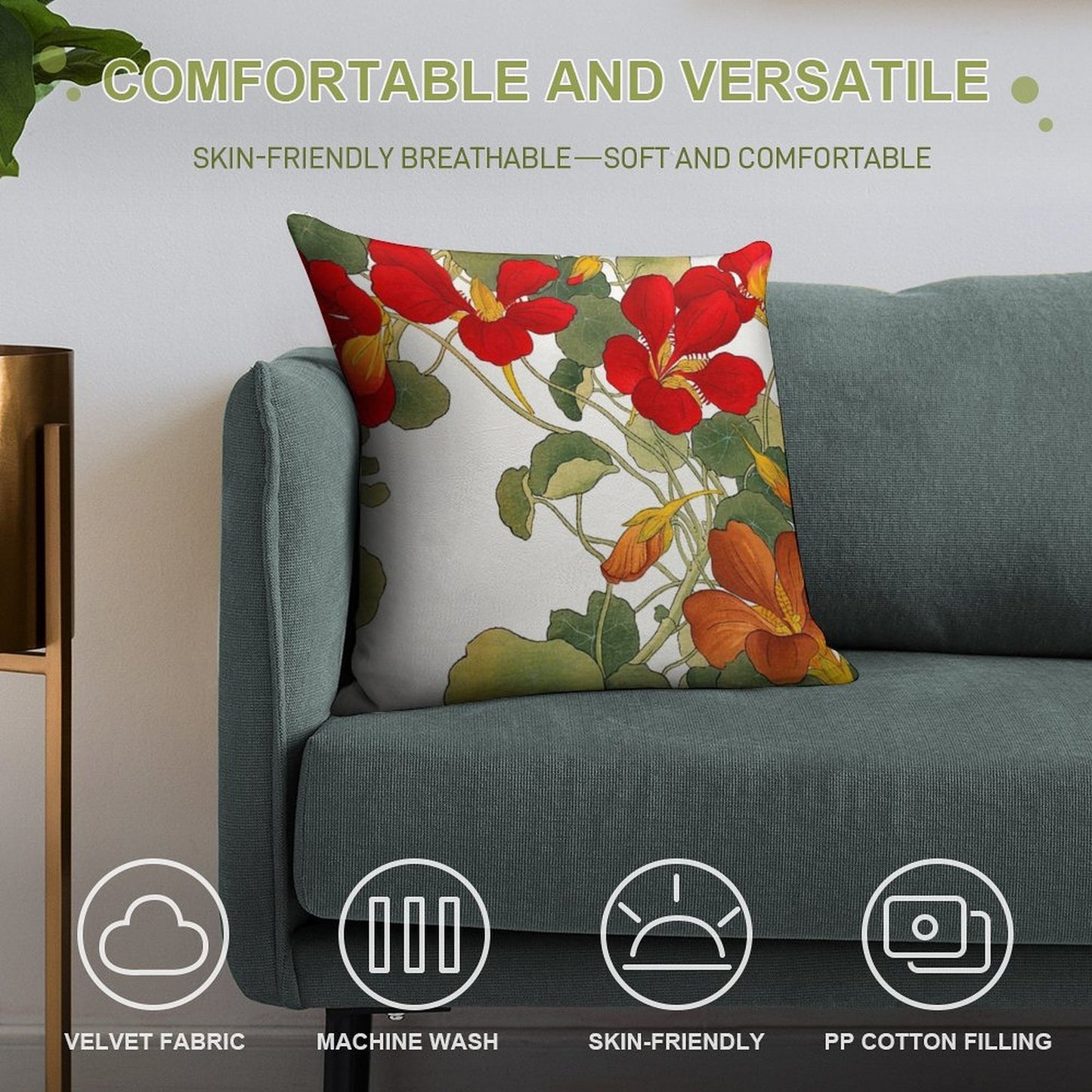 Nasturtium Flower Soft Multiple Sizes Throw Pillow