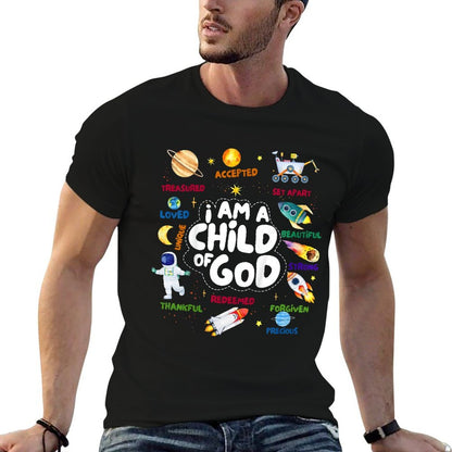 Kids Child of God Outer Space I Am Affirmation Christian Boys  Quick-drying T-Shirt