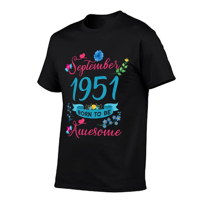 70th Birthday Floral For Women Born In September 1951  Classic T-Shirt