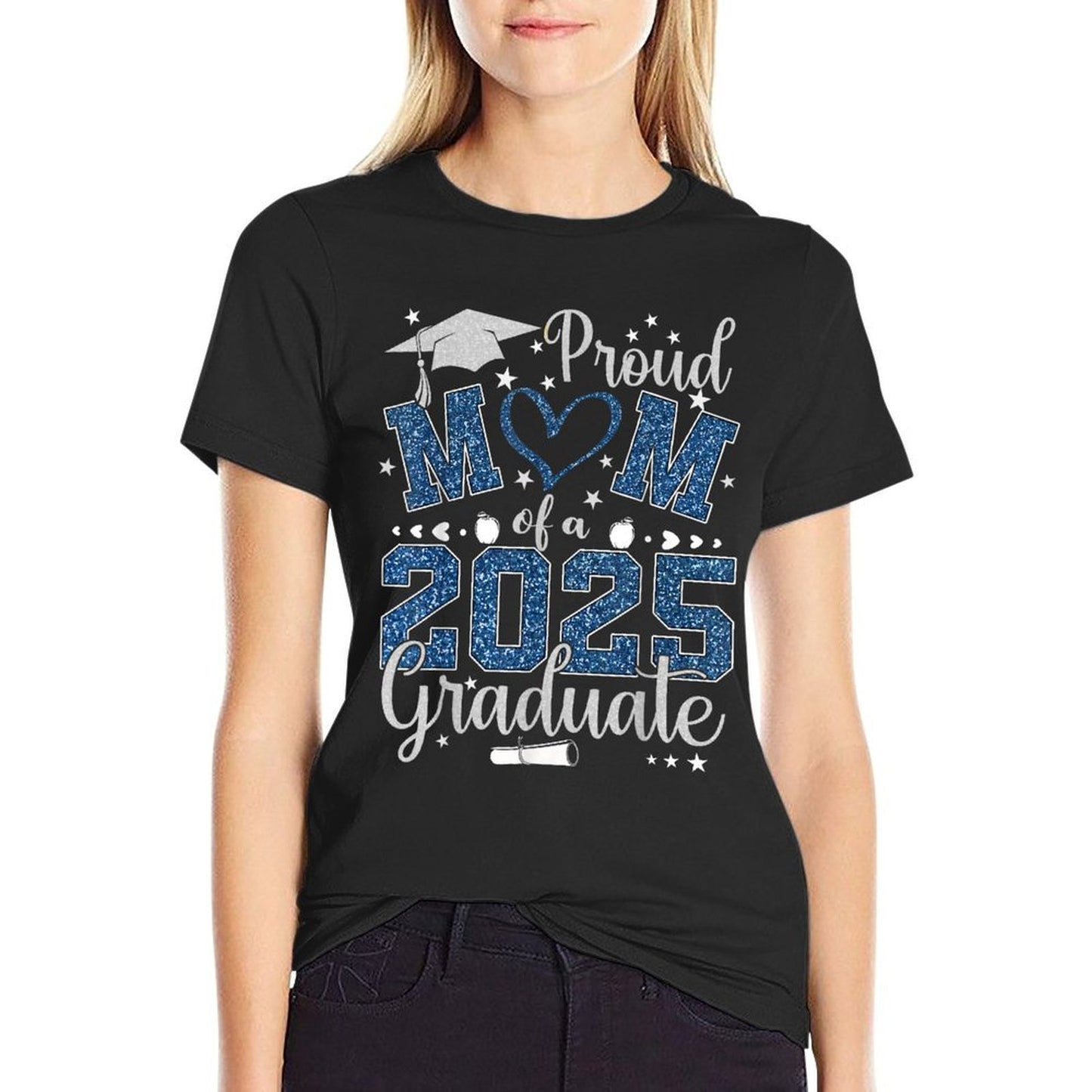 Proud Mom Of A Class Of 2025 Graduate 2025 Senior Mom 2025  Wrinkle-resistant T-Shirt