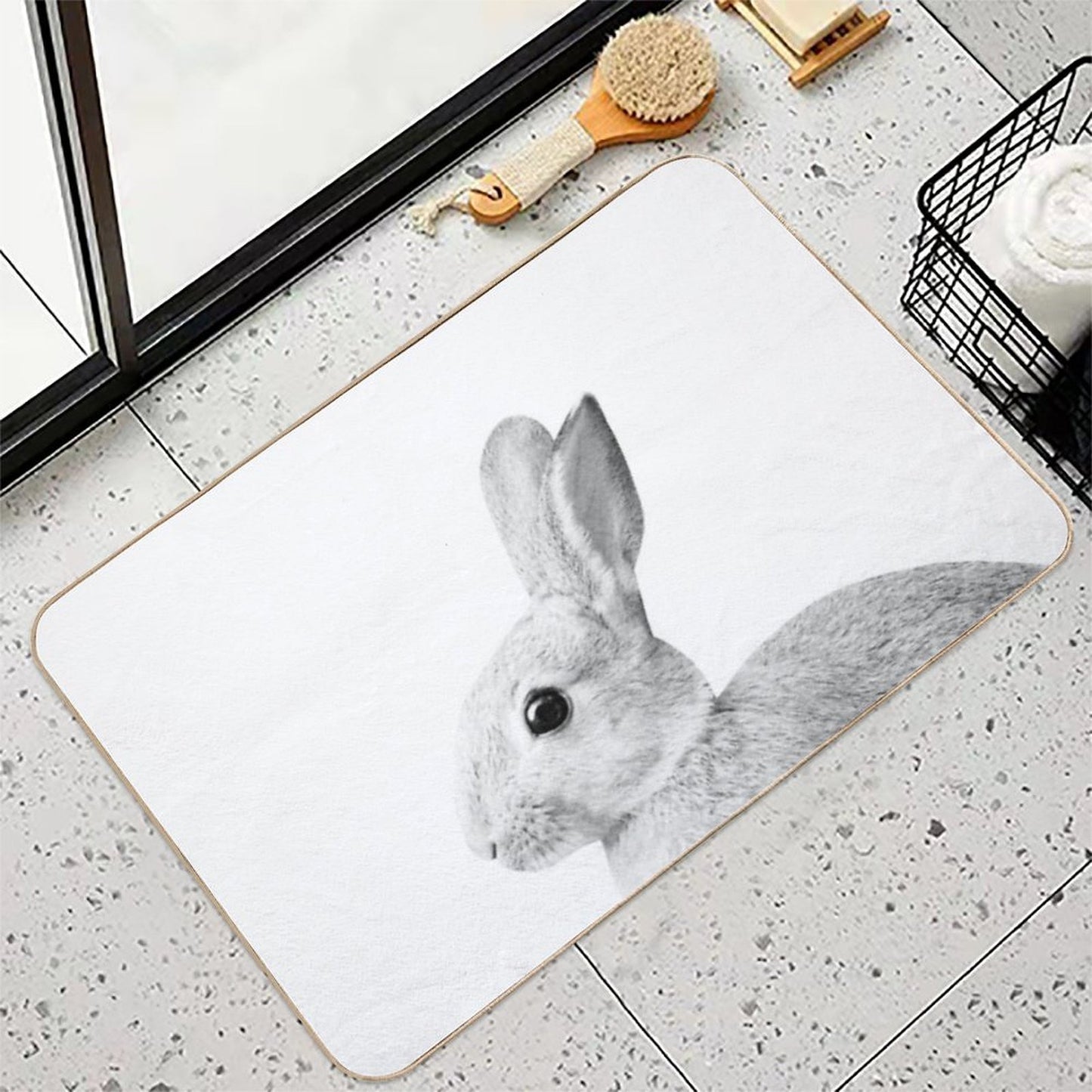 White Baby Bunny #1 #decor #art  High-Traffic Bath Mat