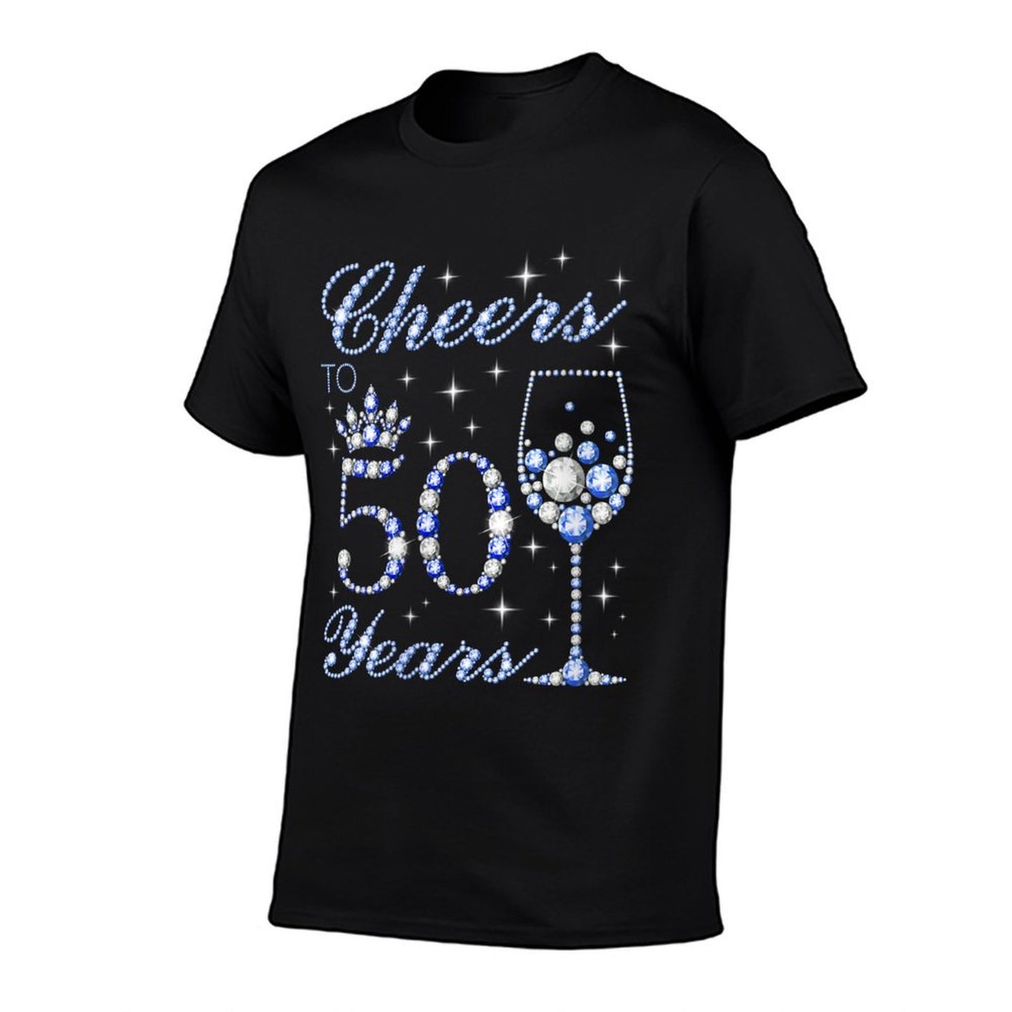 Womens Cheers to 50 Years Old 50th Birthday Blue Style Women  Durable T-Shirt