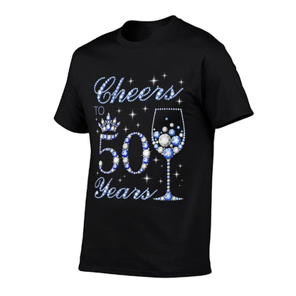 Womens Cheers to 50 Years Old 50th Birthday Blue Style Women  Durable T-Shirt